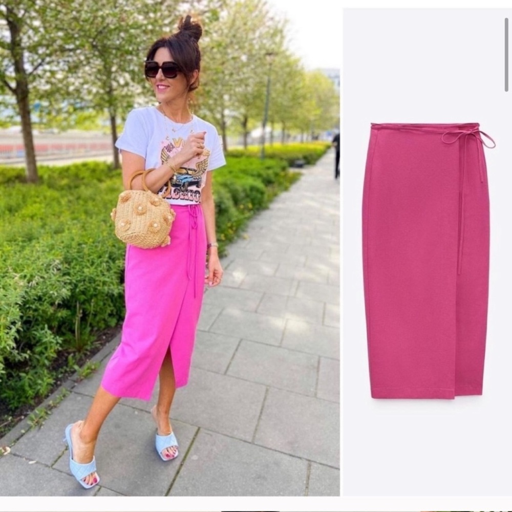 ZARA Wrap Pareo Midi Skirt - Picture 6 of 11